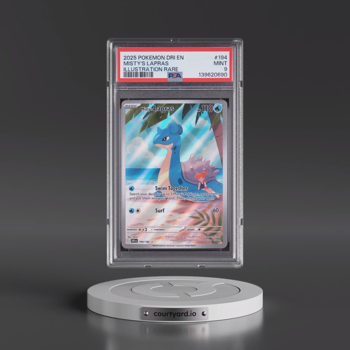 2025 Pokémon Dri EN-Destined Rivals #194 Misty's Lapras - Illustration Rare (PSA 9 MINT)