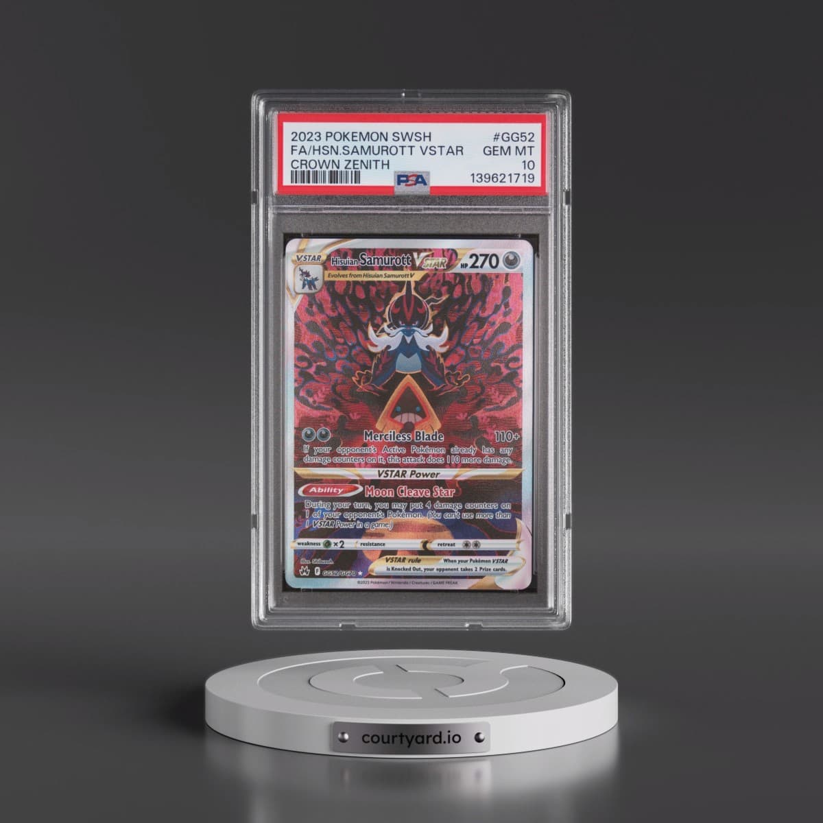 2023 Pokémon Sword and Shield Crown Zenith #GG52 Hisuian Samurott Vstar - Full Art (PSA 10 GEM MINT)
