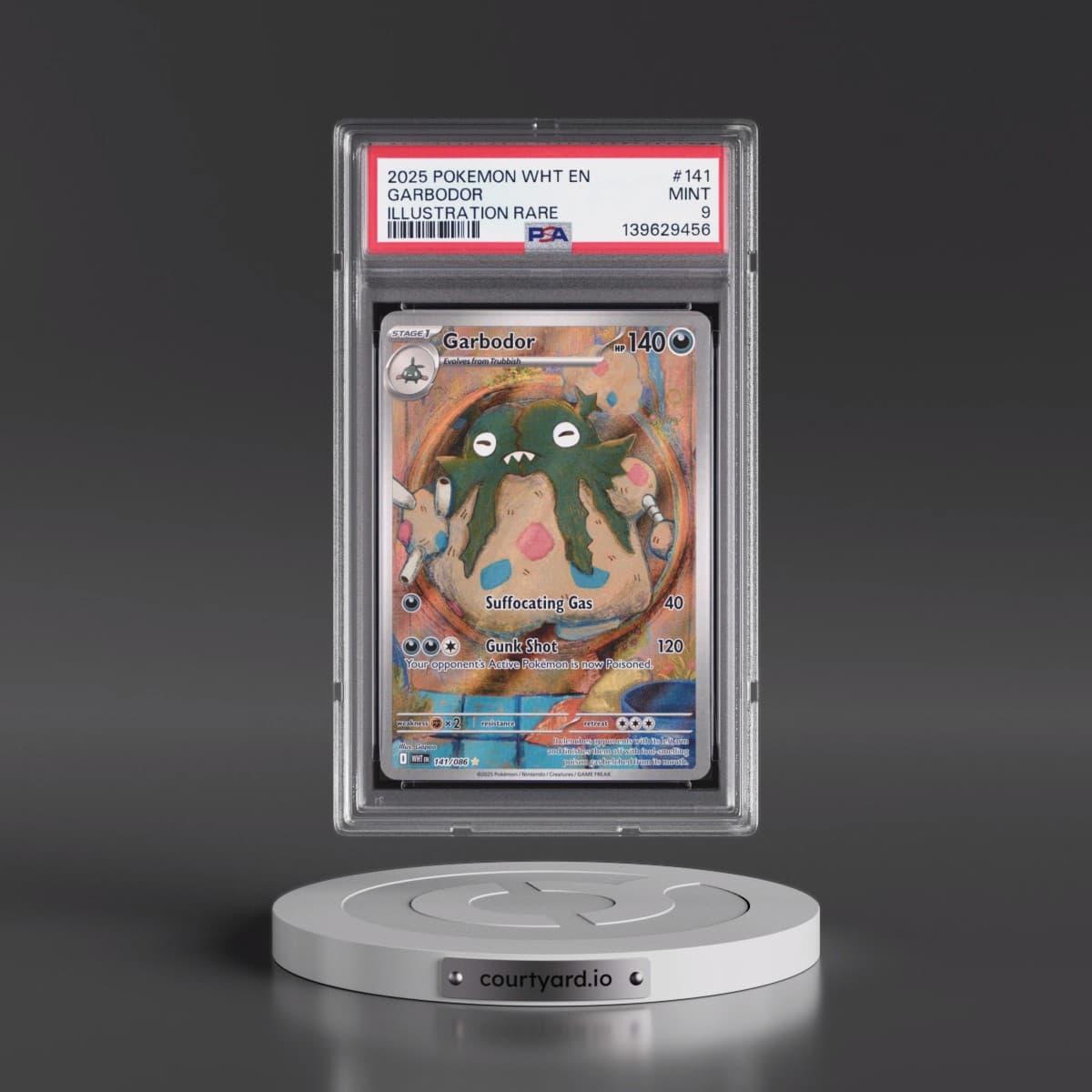 2025 Pokémon Wht EN-White Flare #141 Garbodor - Illustration Rare (PSA 9 MINT)
