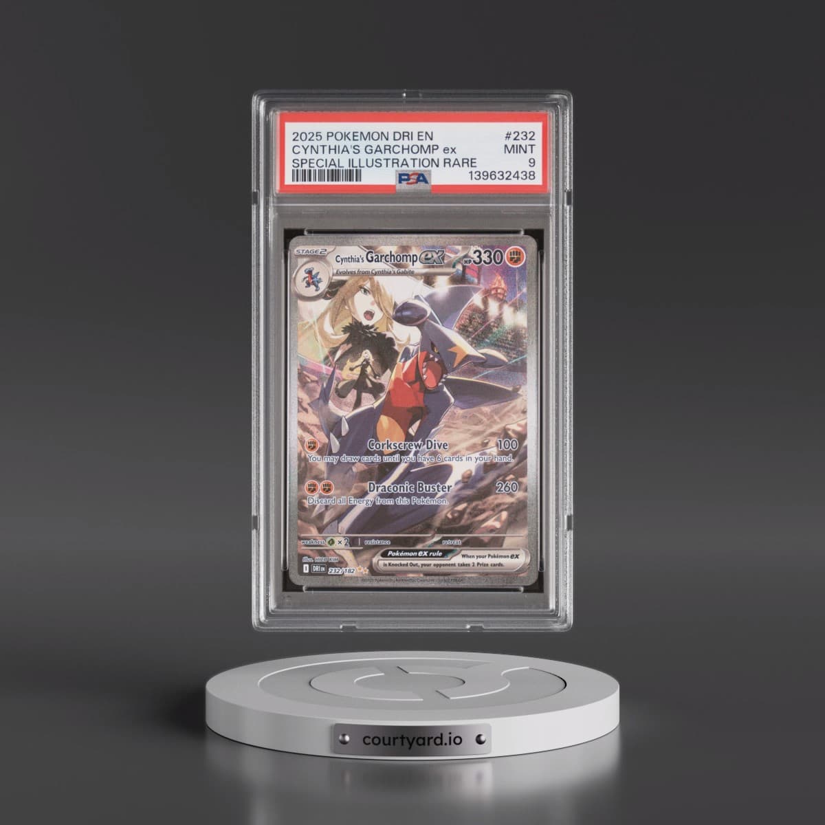 2025 Pokémon Dri EN-Destined Rivals #232 Cynthia's Garchomp EX - Holo Special Illustration Rare (PSA 9 MINT)