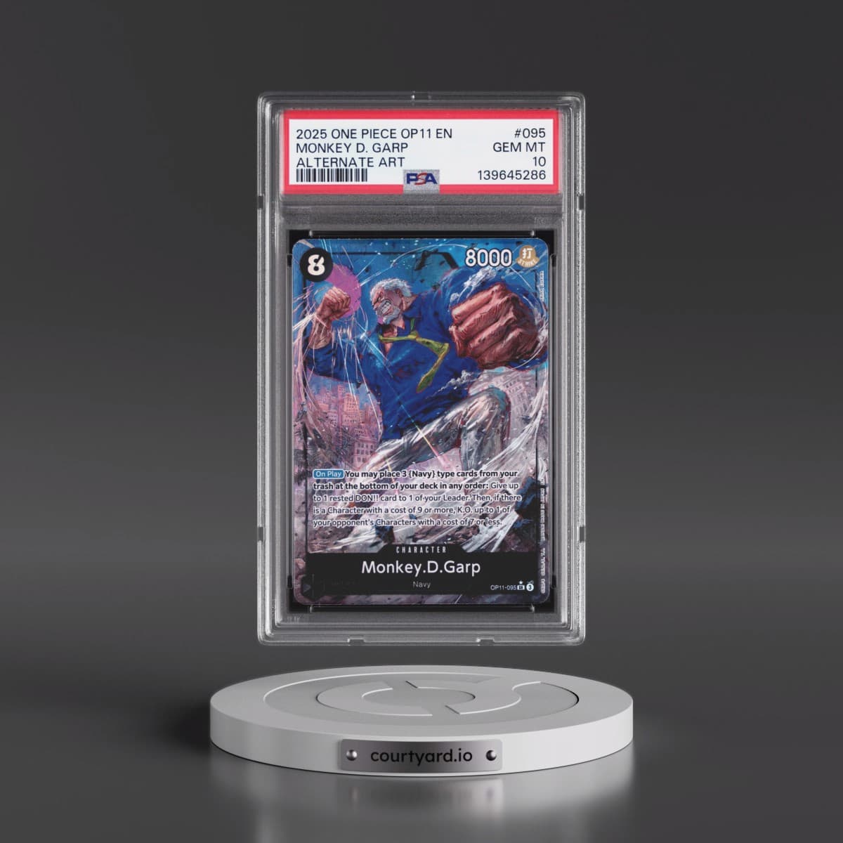 2025 One Piece OP11-A Fist of Divine Speed #095 Monkey D. Garp - Alternate Art (PSA 10 GEM MINT)