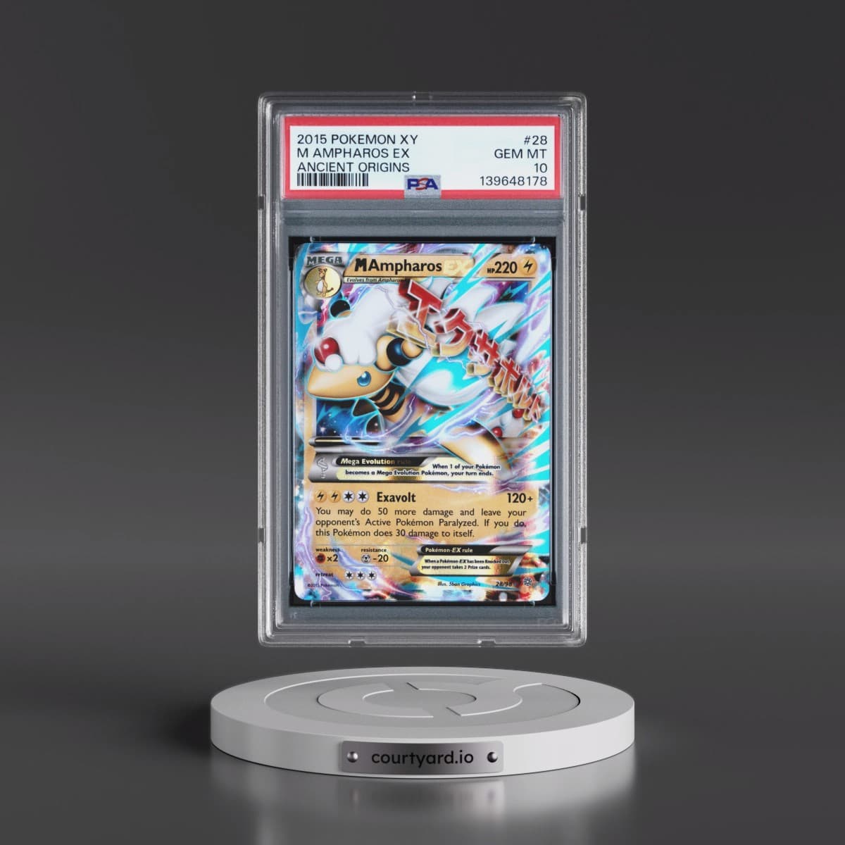 2015 Pokémon XY Ancient Origins #28 M Ampharos EX - Holo (PSA 10 GEM MINT)