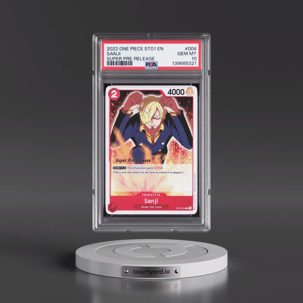 2022 One Piece Starter Deck ST01-Straw Hat Crew #004 Sanji - Super Pre-Release (PSA 10 GEM MINT)