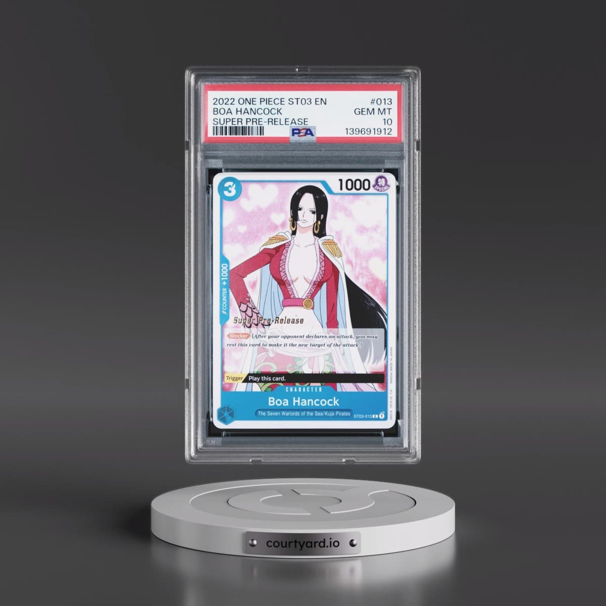 2022 One Piece Starter Deck ST03-the Seven Warlords of the Sea #013 Boa Hancock - Super Pre-Release (PSA 10 GEM MINT)