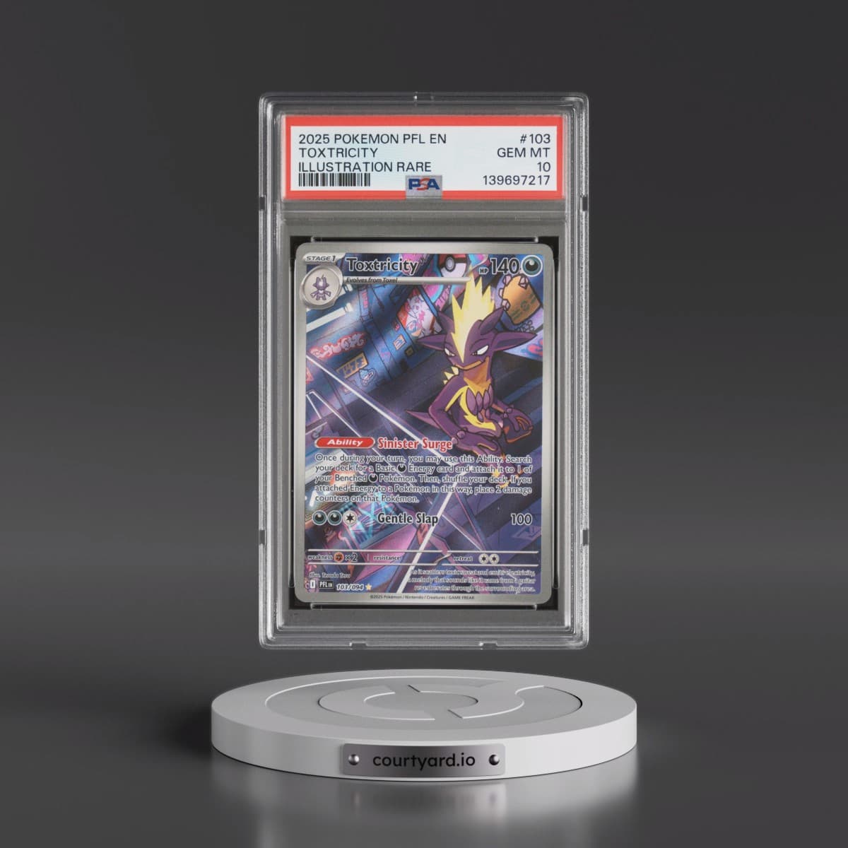 2025 Pokémon Pfl EN-Phantasmal Flames #103 Toxtricity - Illustration Rare (PSA 10 GEM MINT)