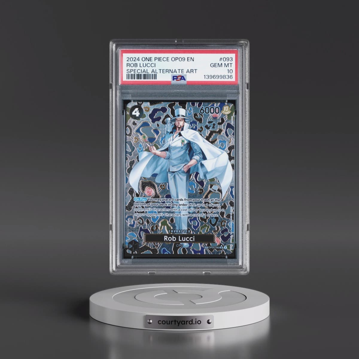 2024 One Piece OP09-Emperors in the New World #093 Rob Lucci - Special Alternate Art (PSA 10 GEM MINT)