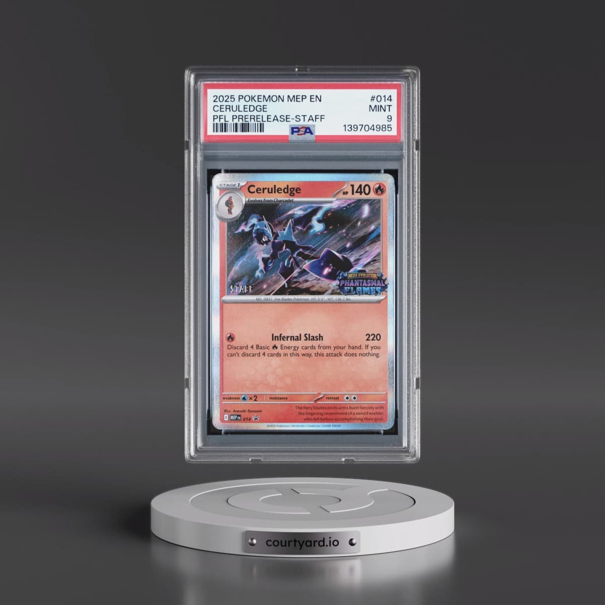 2025 Pokémon Mep EN-Me Black Star Promo #014 Ceruledge - Phantasmal Flames Prerelease-Staff (PSA 9 MINT)