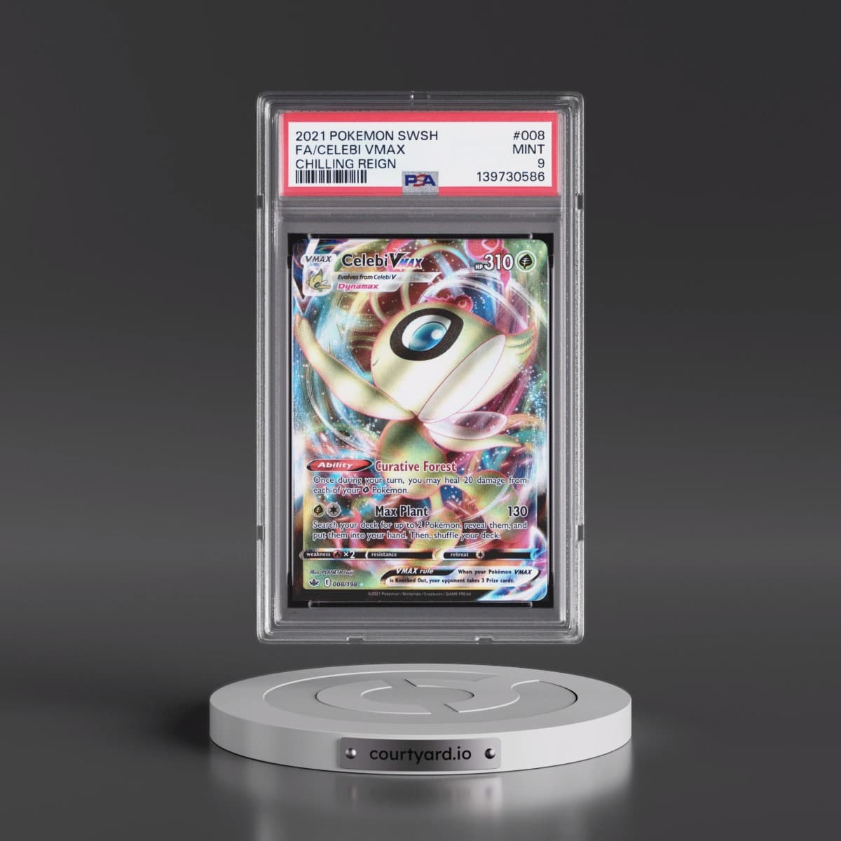 2021 Pokémon Sword & Shield Chilling Reign #008 Celebi Vmax - Full Art (PSA 9 MINT)