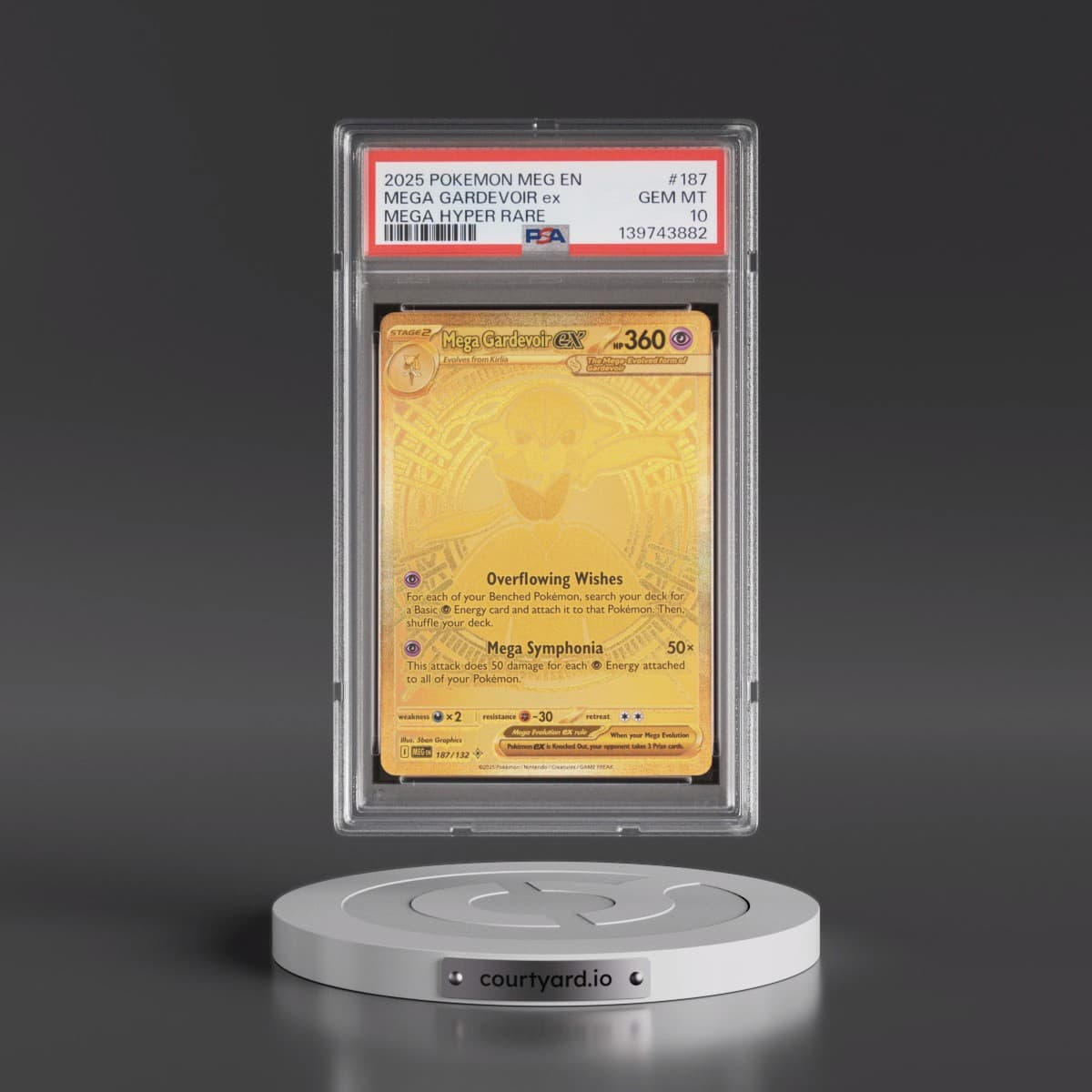 2025 Pokémon Meg EN-Mega Evolution #187 Mega Gardevoir EX - Holo Mega Hyper Rare (PSA 10 GEM MINT)