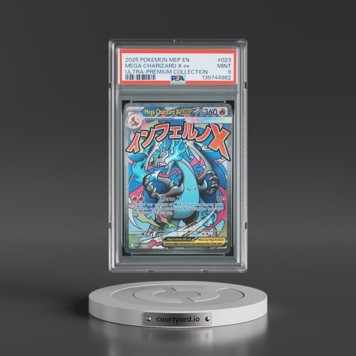2025 Pokémon Mep EN-Me Black Star Promo #023 Mega Charizard X EX - Holo Mega Charizard X EX Ultra-Premium Collection (PSA 9 MINT)
