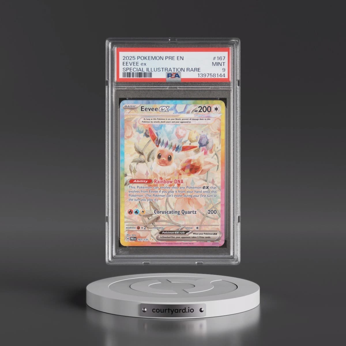 2025 Pokémon Pre EN-Prismatic Evolutions #167 Eevee EX - Holo Special Illustration Rare (PSA 9 MINT)