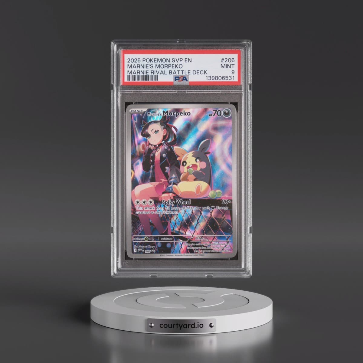 2025 Pokémon Svp EN-SV Black Star Promo #206 Marnie's Morpeko - Marnie Rival Battle Deck (PSA 9 MINT)