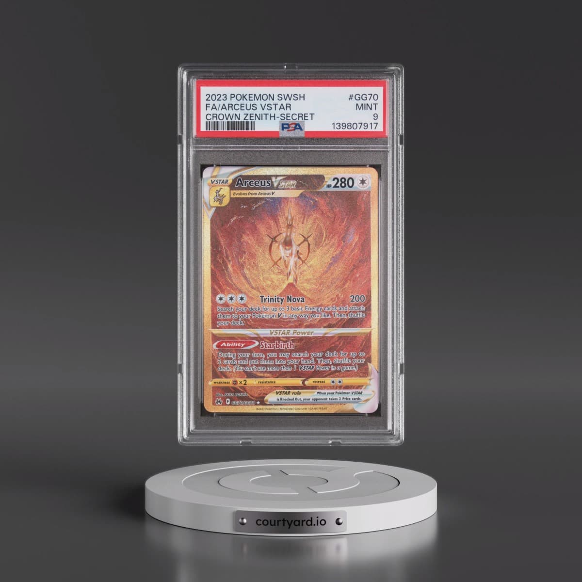 2023 Pokémon Sword and Shield Crown Zenith #GG70 Arceus Vstar - Full Art Secret (PSA 9 MINT)