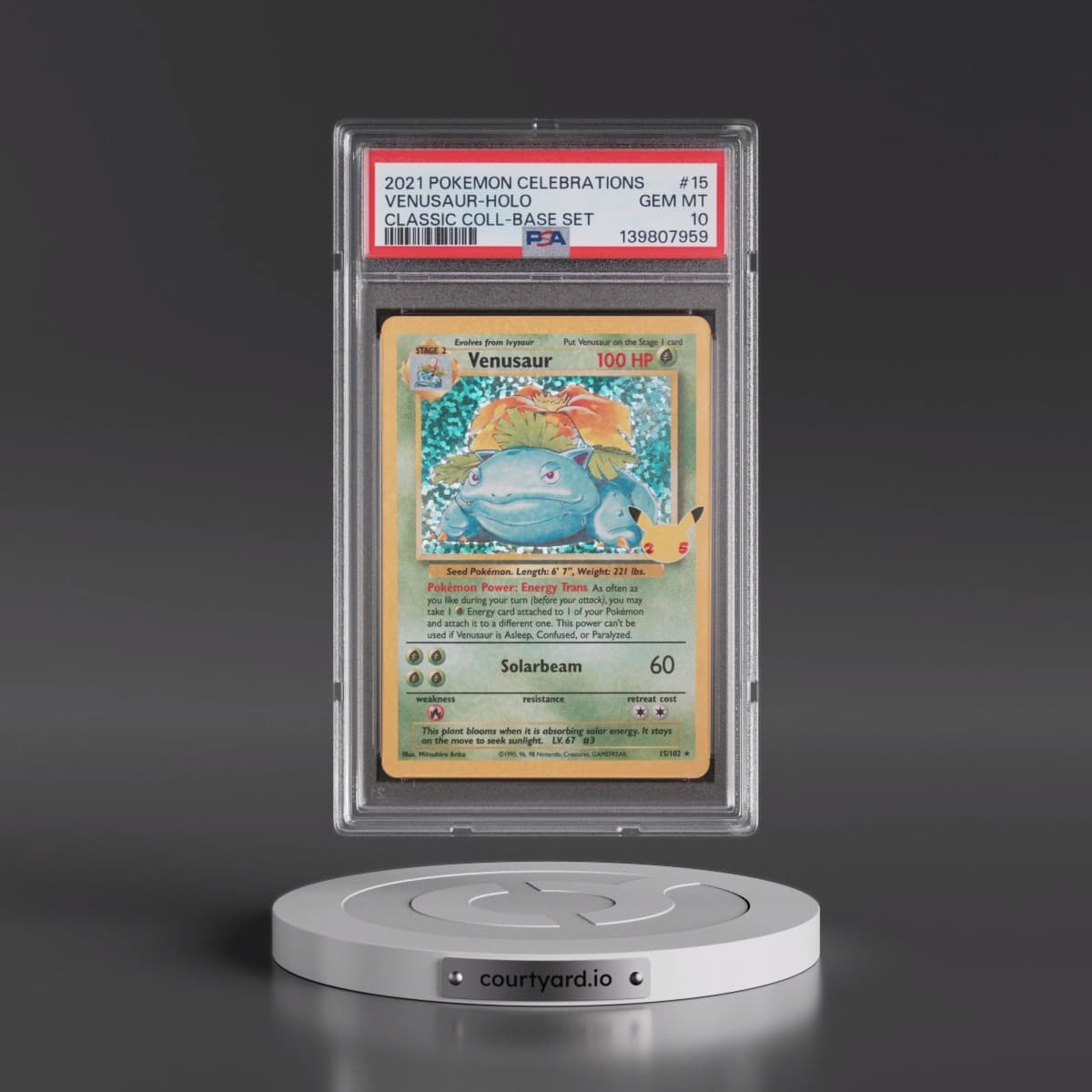 2021 Pokémon Celebrations Classic Collection #15 Venusaur - Holo (PSA 10 GEM MINT)