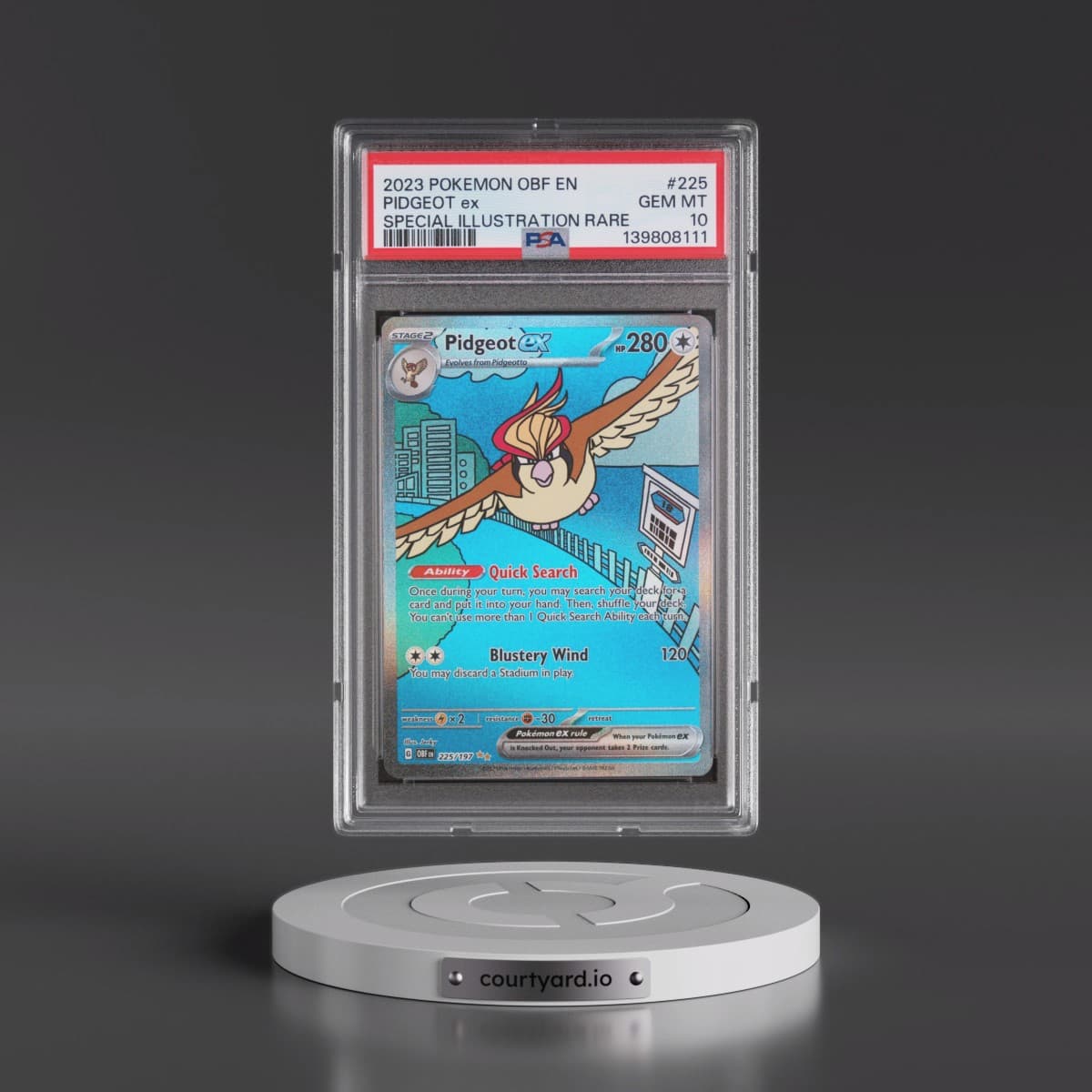 2023 Pokémon Obf EN-Obsidian Flames #225 Pidgeot EX - Holo Special Illustration Rare (PSA 10 GEM MINT)