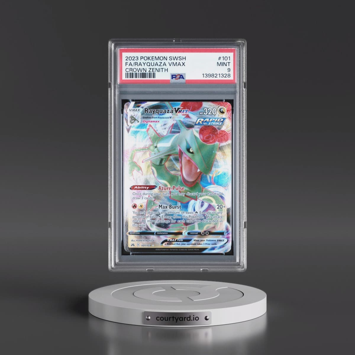 2023 Pokémon Sword and Shield Crown Zenith #101 Rayquaza Vmax - Full Art (PSA 9 MINT)