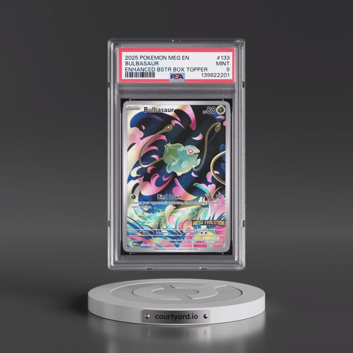 2025 Pokémon Meg EN-Mega Evolution #133 Bulbasaur - Enhanced Booster Box Topper (PSA 9 MINT)