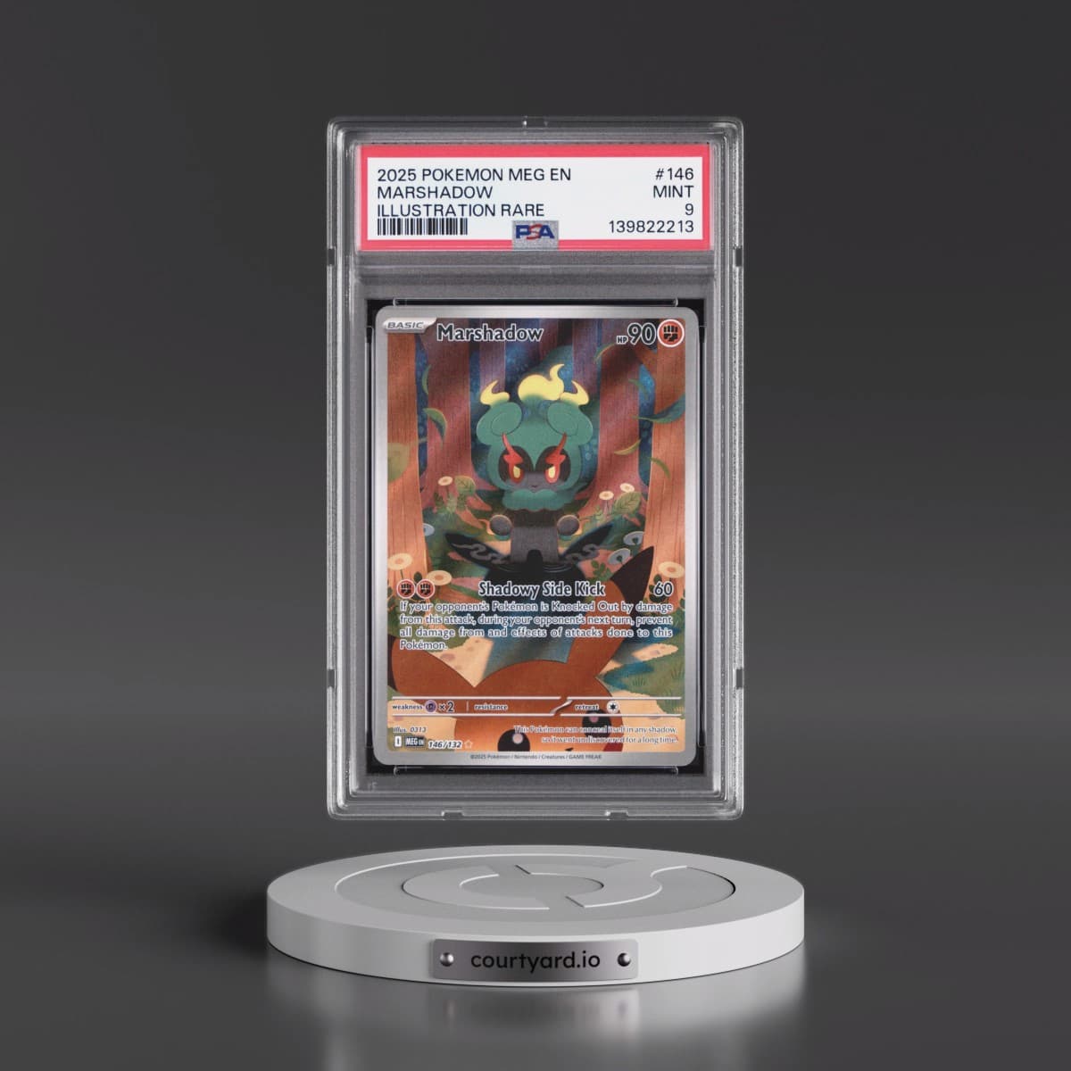 2025 Pokémon Meg EN-Mega Evolution #146 Marshadow - Illustration Rare (PSA 9 MINT)