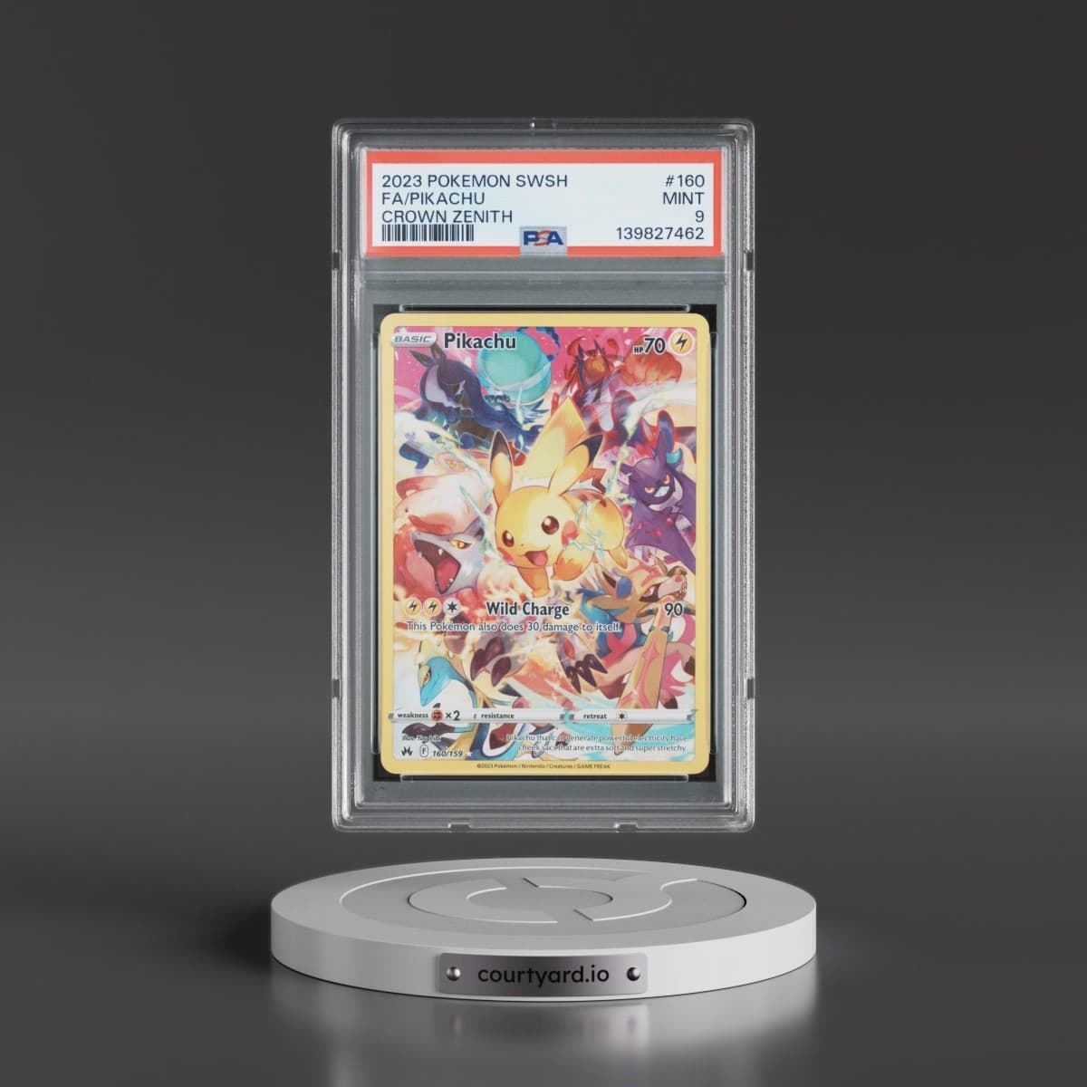 2023 Pokémon Sword and Shield Crown Zenith #160 Pikachu - Full Art (PSA 9 MINT)