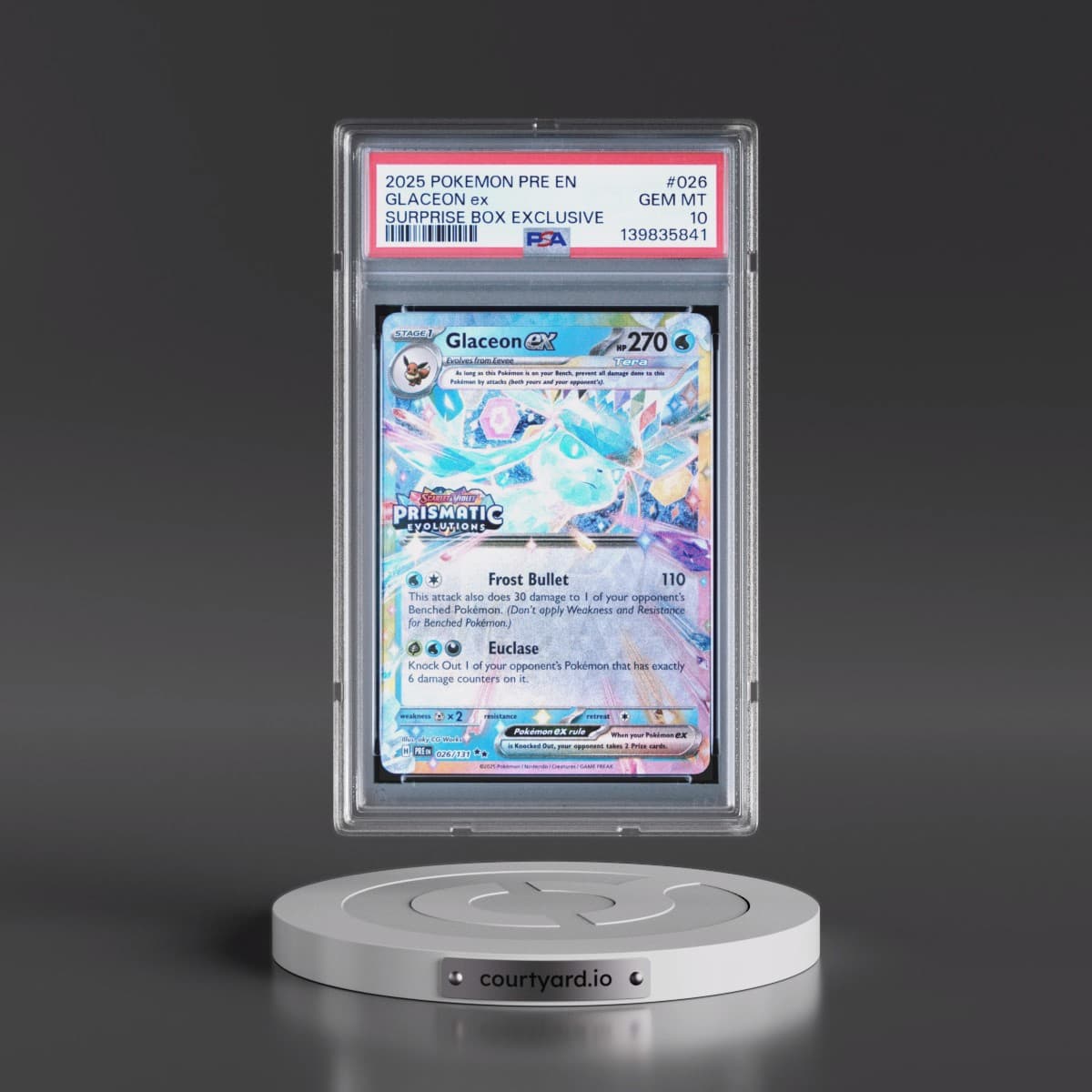 2025 Pokémon Pre EN-Prismatic Evolutions #026 Glaceon EX - Holo Surprise Box Exclusive (PSA 10 GEM MINT)