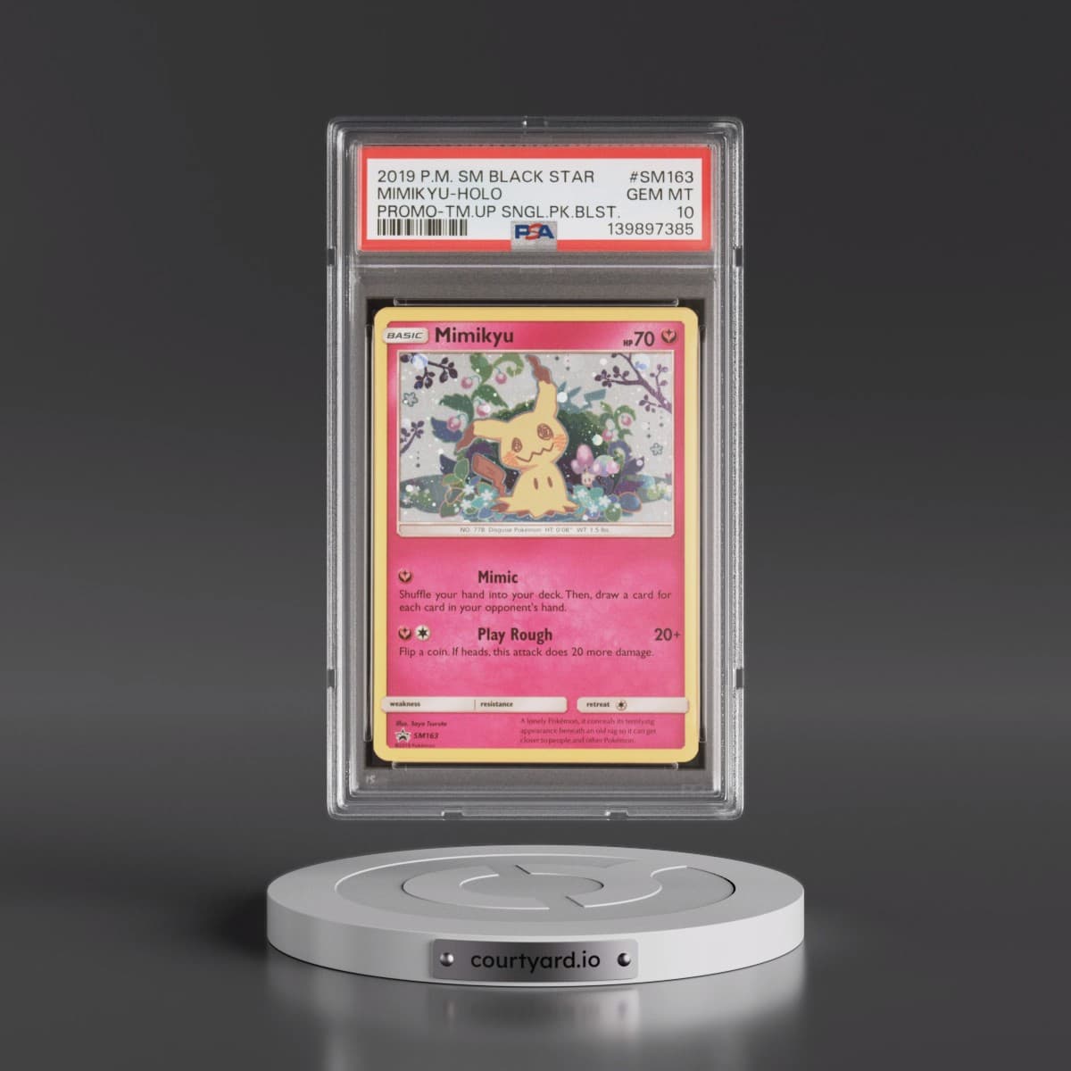 2019 Pokémon SM Black Star Promo #SM163 Mimikyu - Holo Team Up Single Pack Blisters (PSA 10 GEM MINT)