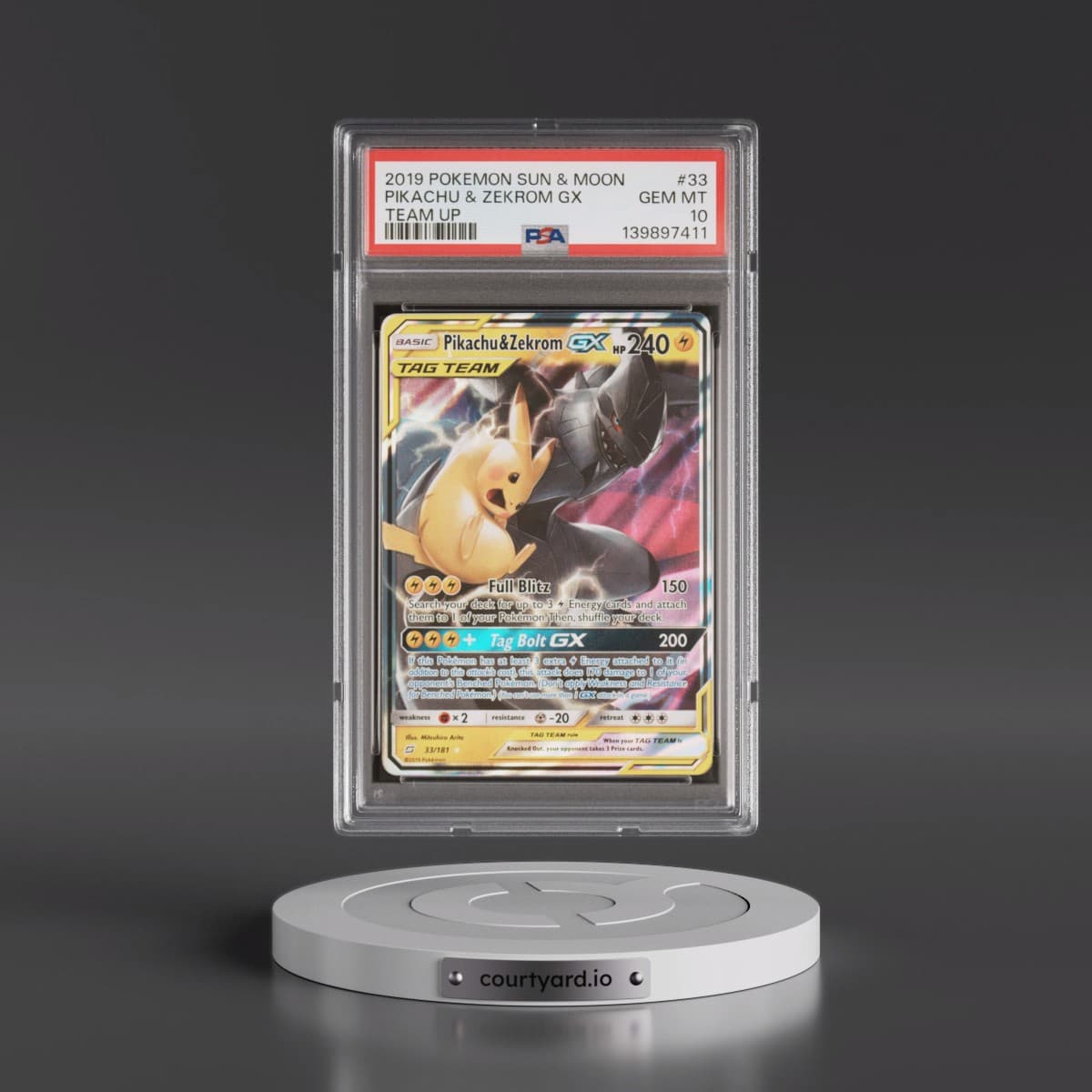 2019 Pokémon Sun & Moon Team Up #33 Pikachu & Zekrom GX - Holo (PSA 10 GEM MINT)