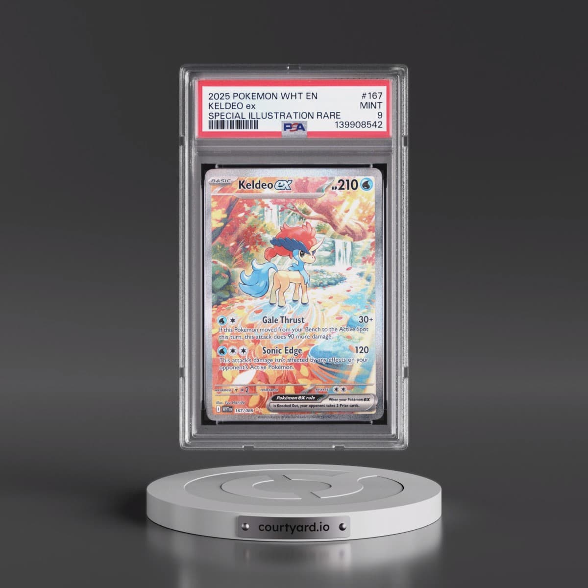 2025 Pokémon Wht EN-White Flare #167 Keldeo EX - Holo Special Illustration Rare (PSA 9 MINT)