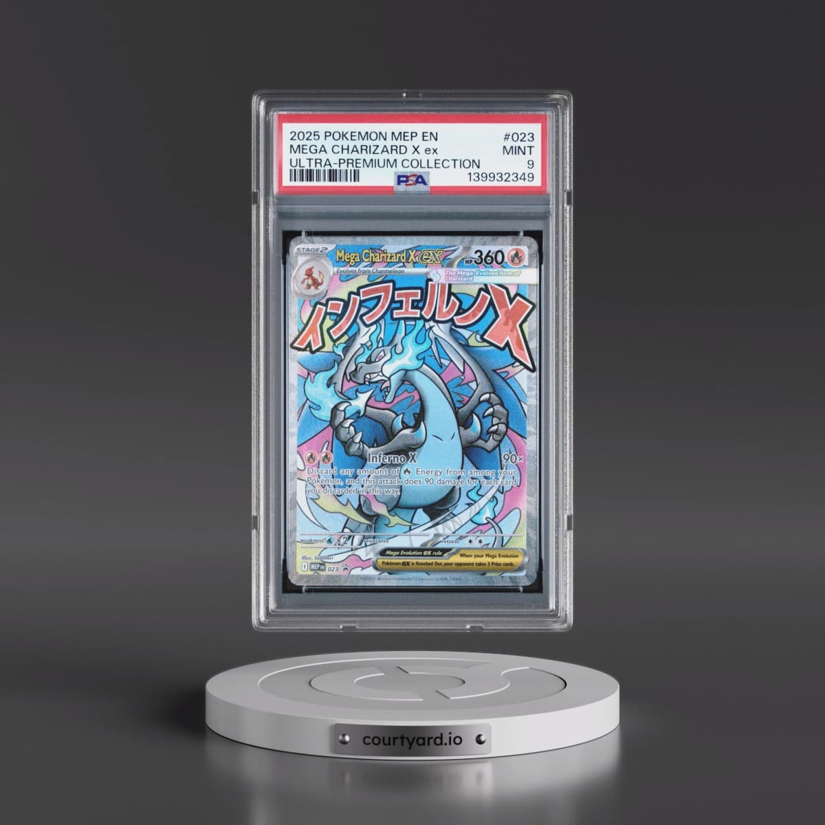 2025 Pokémon Mep EN-Me Black Star Promo #023 Mega Charizard X EX - Holo Mega Charizard X EX Ultra-Premium Collection (PSA 9 MINT)
