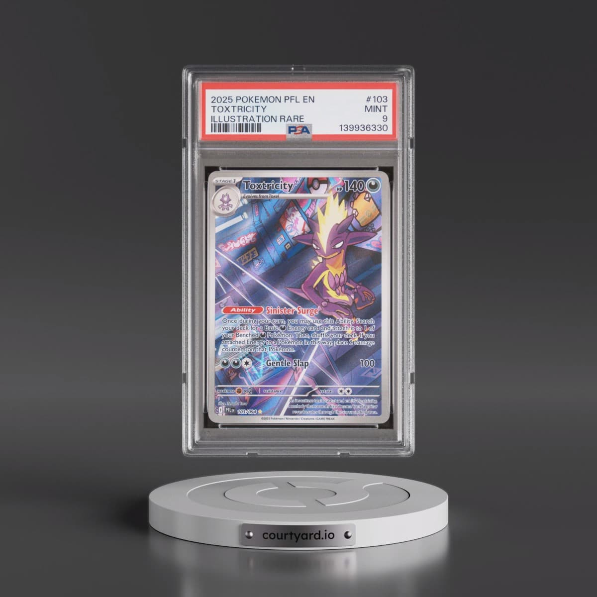 2025 Pokémon Pfl EN-Phantasmal Flames #103 Toxtricity - Illustration Rare (PSA 9 MINT)