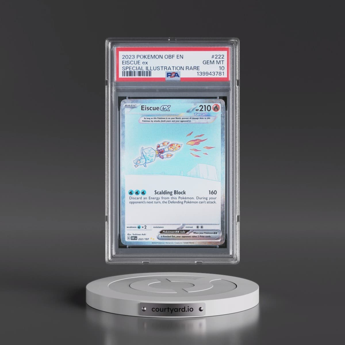 2023 Pokémon Obf EN-Obsidian Flames #222 Eiscue EX - Holo Special Illustration Rare (PSA 10 GEM MINT)