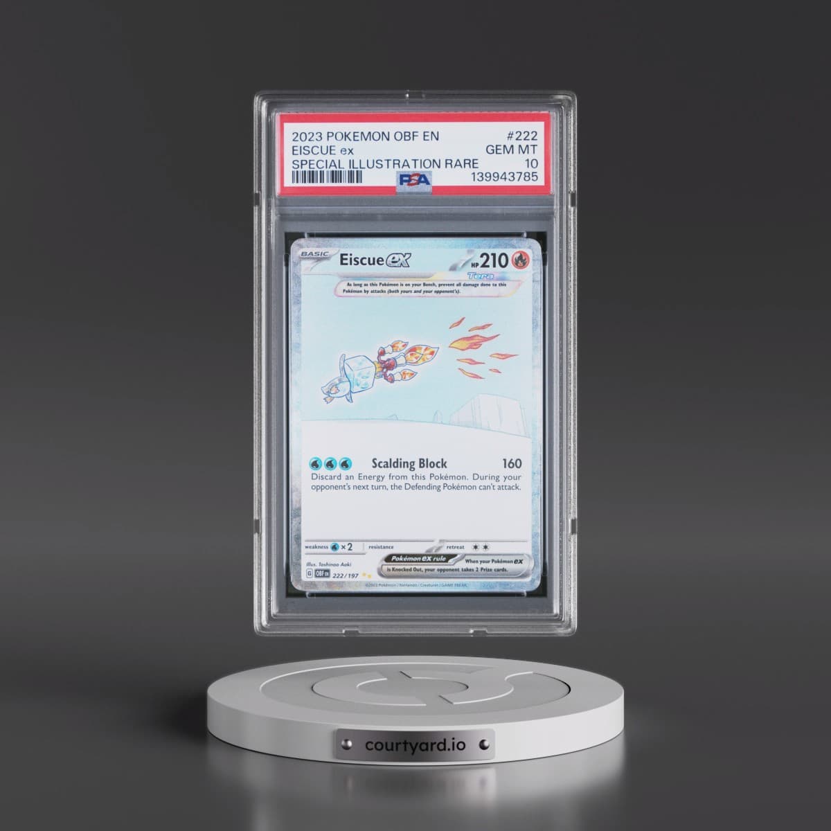 2023 Pokémon Obf EN-Obsidian Flames #222 Eiscue EX - Holo Special Illustration Rare (PSA 10 GEM MINT)