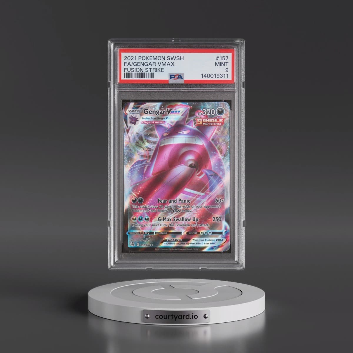 2021 Pokémon Sword & Shield Fusion Strike #157 Gengar Vmax - Full Art (PSA 9 MINT)