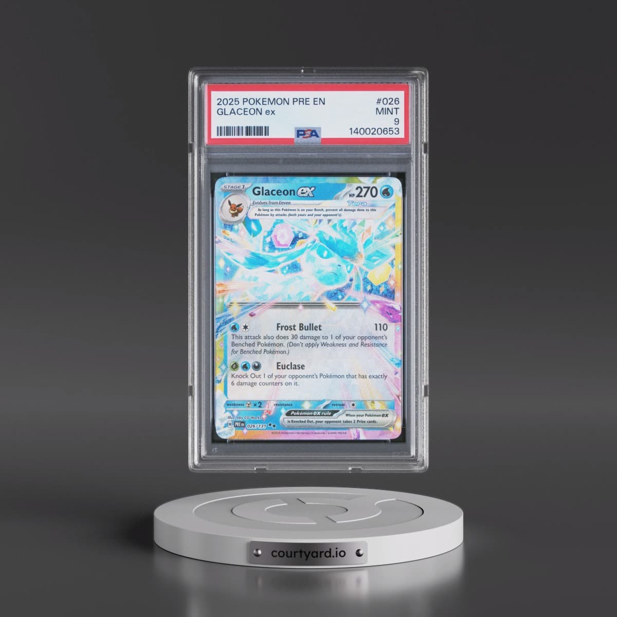 2025 Pokémon Pre EN-Prismatic Evolutions #026 Glaceon EX - Holo (PSA 9 MINT)