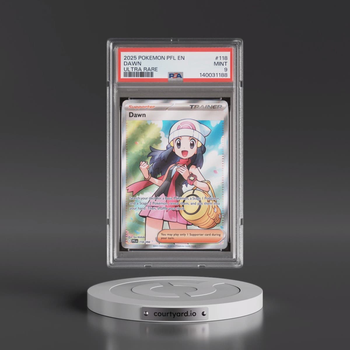 2025 Pokémon Pfl EN-Phantasmal Flames #118 Dawn - Ultra Rare (PSA 9 MINT)