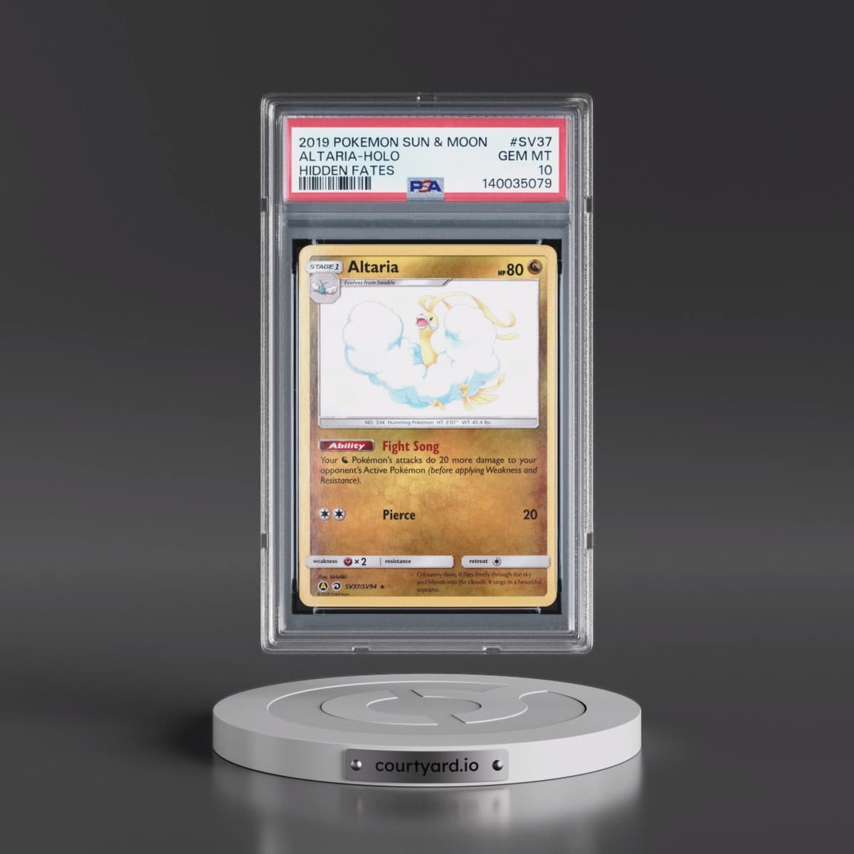 2019 Pokémon Sun & Moon Hidden Fates #SV37 Altaria - Holo (PSA 10 GEM MINT)