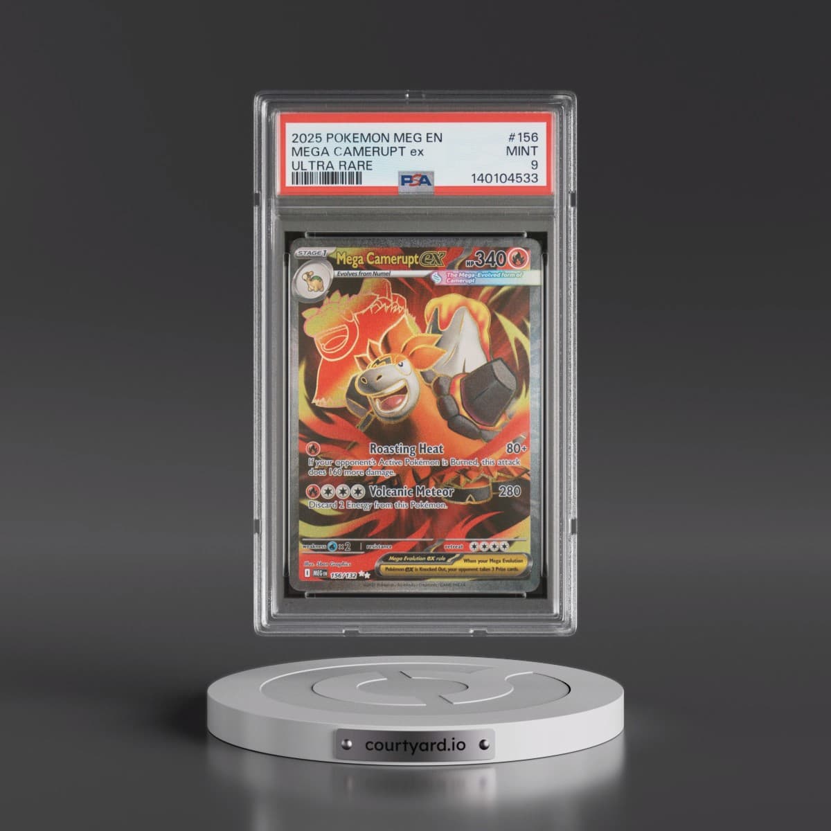 2025 Pokémon Meg EN-Mega Evolution #156 Mega Camerupt EX - Holo Ultra Rare (PSA 9 MINT)