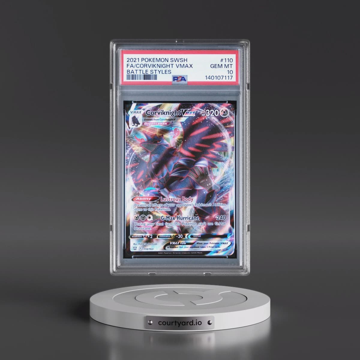 2021 Pokémon Sword & Shield Battle Styles #110 Corviknight Vmax - Full Art (PSA 10 GEM MINT)