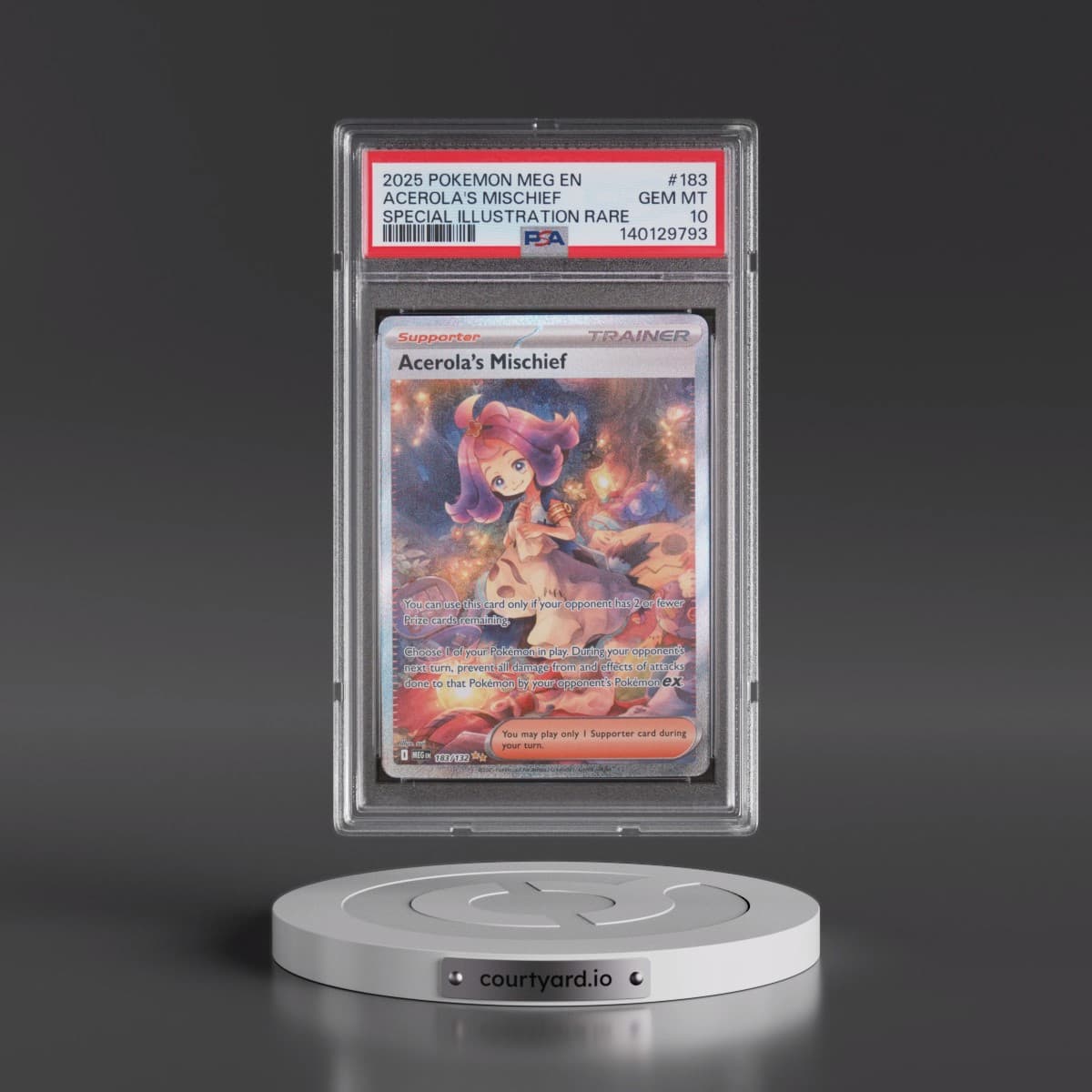 2025 Pokémon Meg EN-Mega Evolution #183 Acerola's Mischief - Special Illustration Rare (PSA 10 GEM MINT)