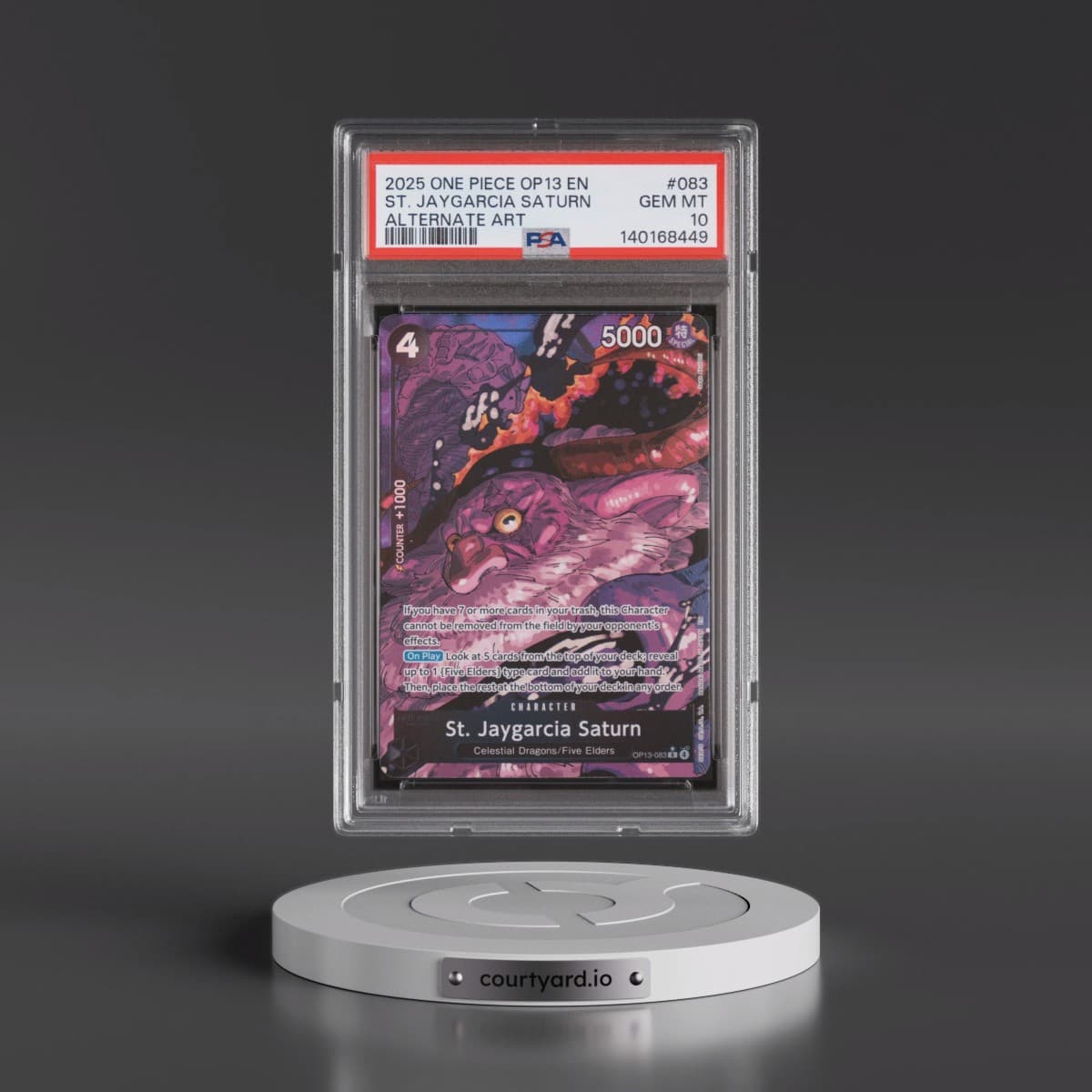 2025 One Piece OP13-Carrying on His Will #083 St. Jaygarcia Saturn - Alternate Art (PSA 10 GEM MINT)