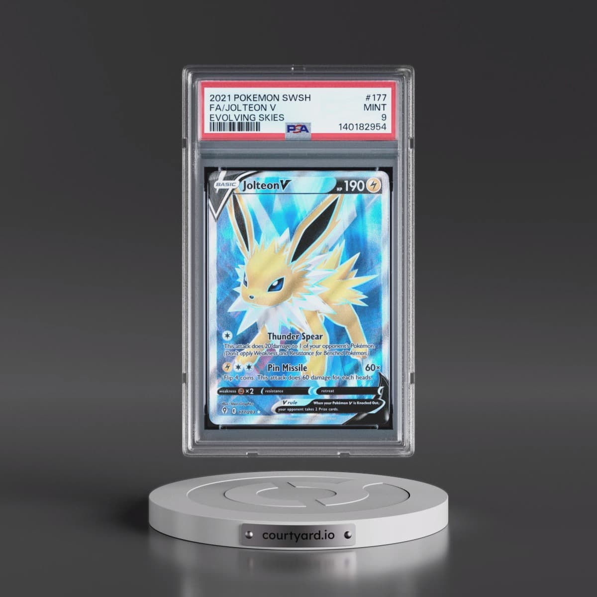 2021 Pokémon Sword & Shield Evolving Skies #177 Jolteon V - Holo Full Art (PSA 9 MINT)