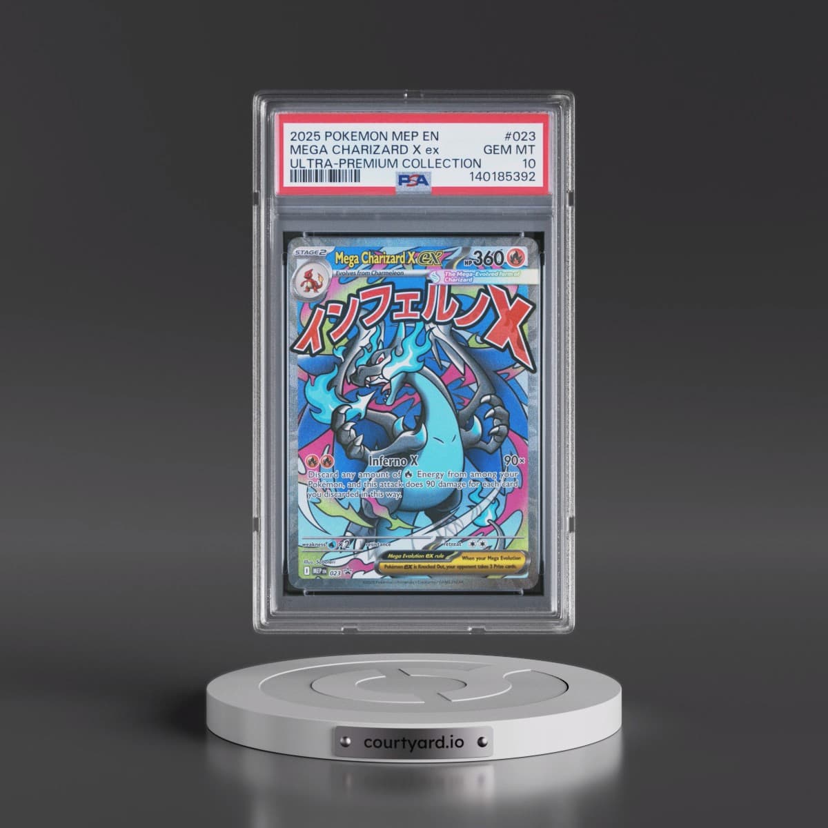 2025 Pokémon Mep EN-Me Black Star Promo #023 Mega Charizard X EX - Holo Mega Charizard X EX Ultra-Premium Collection (PSA 10 GEM MINT)