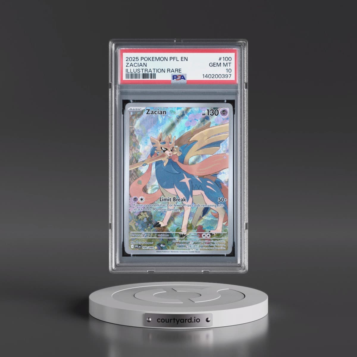 2025 Pokémon Pfl EN-Phantasmal Flames #100 Zacian - Illustration Rare (PSA 10 GEM MINT)