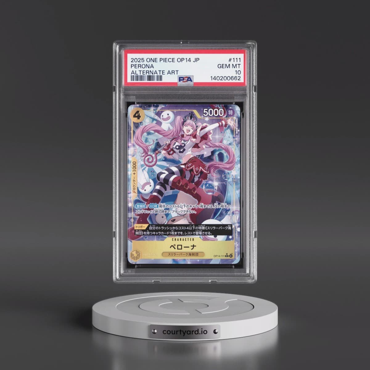 2025 One Piece Japanese OP14-the Azure Sea's Seven #111 Perona - Alternate Art (PSA 10 GEM MINT)