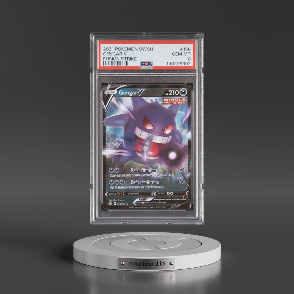 2021 Pokémon Sword & Shield Fusion Strike #156 Gengar V - Holo (PSA 10 GEM MINT)