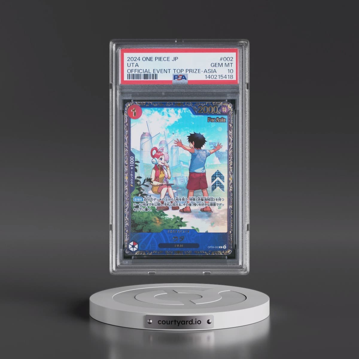 2024 One Piece Japanese Promos #002 Uta - Official Event Top Prize-Asia (PSA 10 GEM MINT)