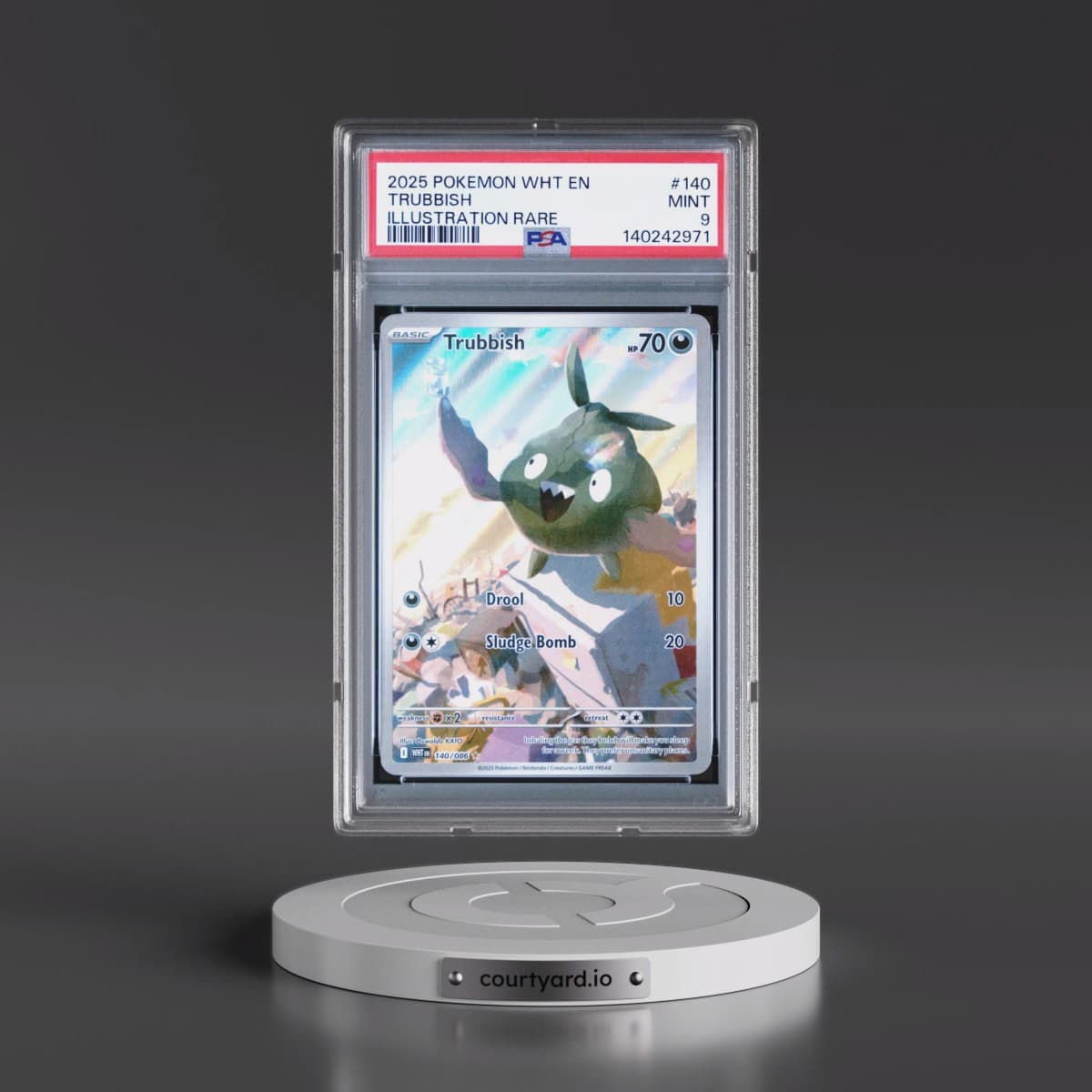 2025 Pokémon Wht EN-White Flare #140 Trubbish - Illustration Rare (PSA 9 MINT)