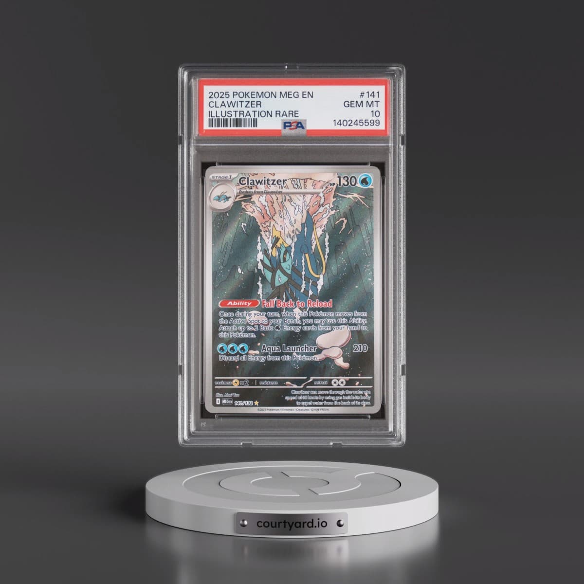 2025 Pokémon Meg EN-Mega Evolution #141 Clawitzer - Illustration Rare (PSA 10 GEM MINT)