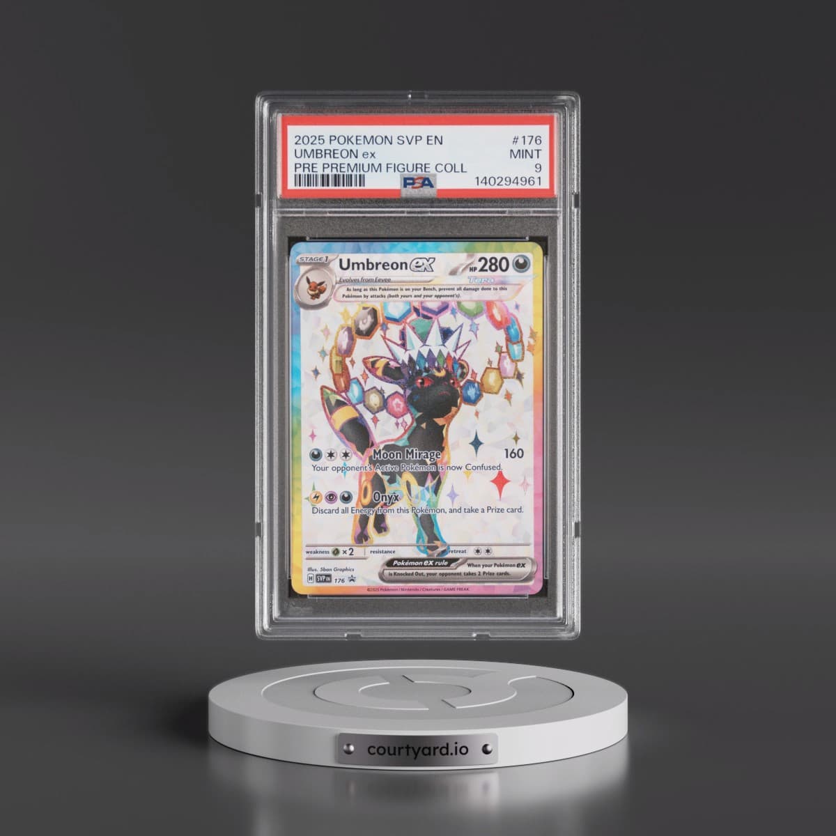 2025 Pokémon Svp EN-SV Black Star Promo #176 Umbreon EX - Holo Prismatic Evolutions Premium Figure Collection (PSA 9 MINT)