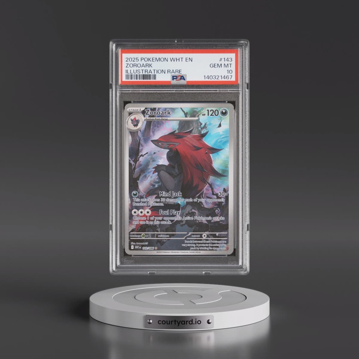 2025 Pokémon Wht EN-White Flare #143 Zoroark - Illustration Rare (PSA 10 GEM MINT)