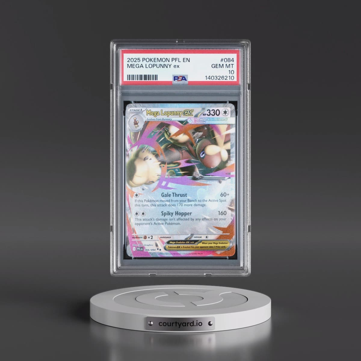 2025 Pokémon Pfl EN-Phantasmal Flames #084 Mega Lopunny EX - Holo (PSA 10 GEM MINT)
